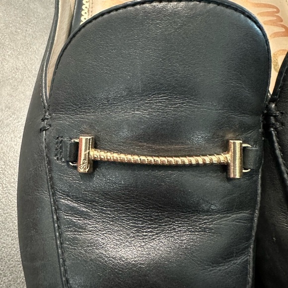 Men's Black Leather Loafers with Gold Accent - Picture 5 of 12